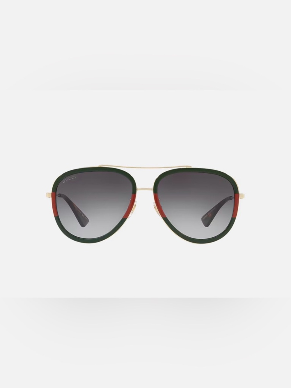 Gucci Green and Red Aviator Sunglasses with Gold Frame